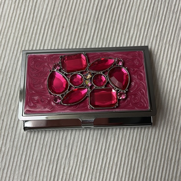 Ladies Business Card Case with Pink Gems - Picture 6 of 6